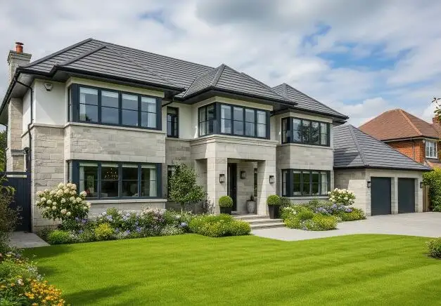 Large-house-with-grass-yard-after-painting-e1775632653901 Livermore house after exterior painting by Landmark Exteriors with smooth siding and fresh modern finish